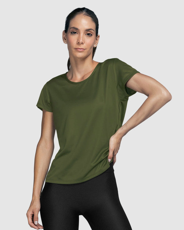 Camiseta deportiva de secado rápido y silueta semiajustada#color_695-verde