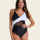 Bañador entero control suave de abdomen elaborado con nylon reciclado#color_701-negro-blanco