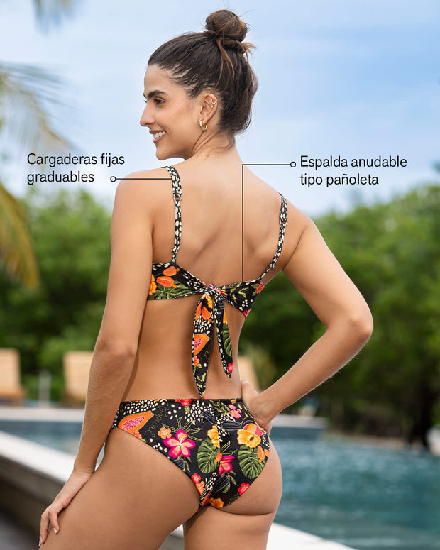 Bikini doble cara con braga de pretina en V