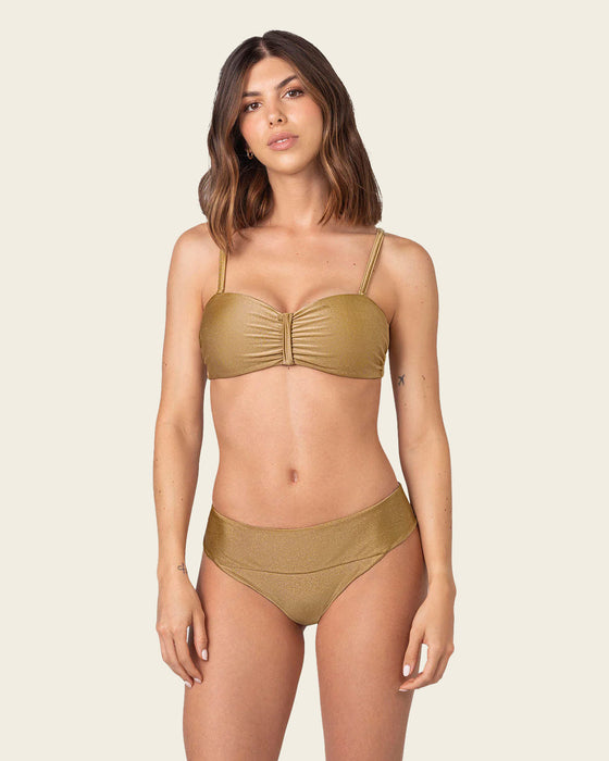 Bikini sin  tirantes con braga de laterales anchos#color_123-dorado