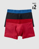 Paquete x2 bóxers cortos en algodón elástico#color_s55-rojo-negro-azul