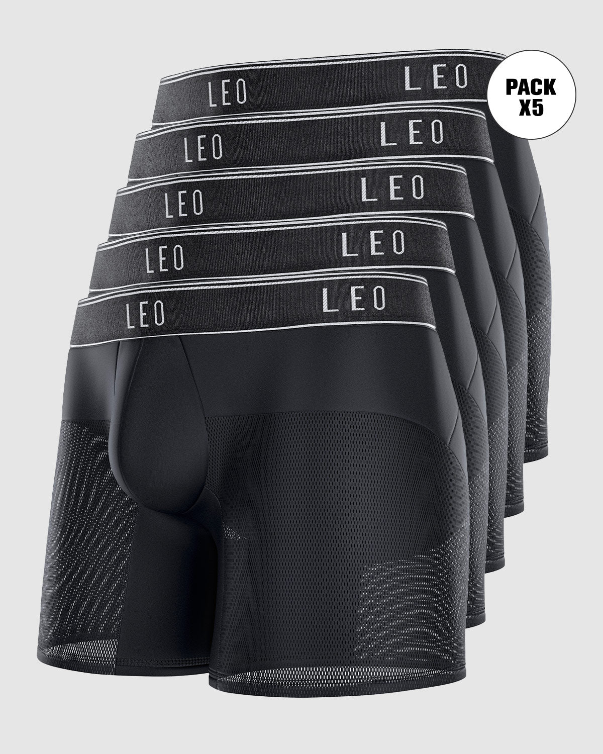 Pack of 5 quick-drying mid-rise boxers with breathable microfiber mesh ...