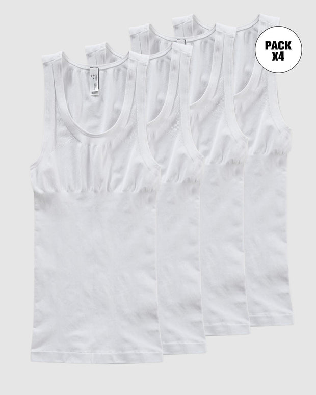 Paquete x 4 camisetas ajustadas para hombre con compresión suave en microfibra#color_000-blanco