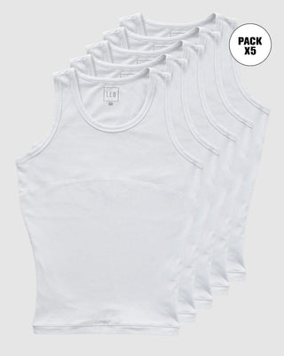 Paquete x 5 camisetas con compresión moderada en abdomen y zona lumbar en algodón elástico#color_000-blanco