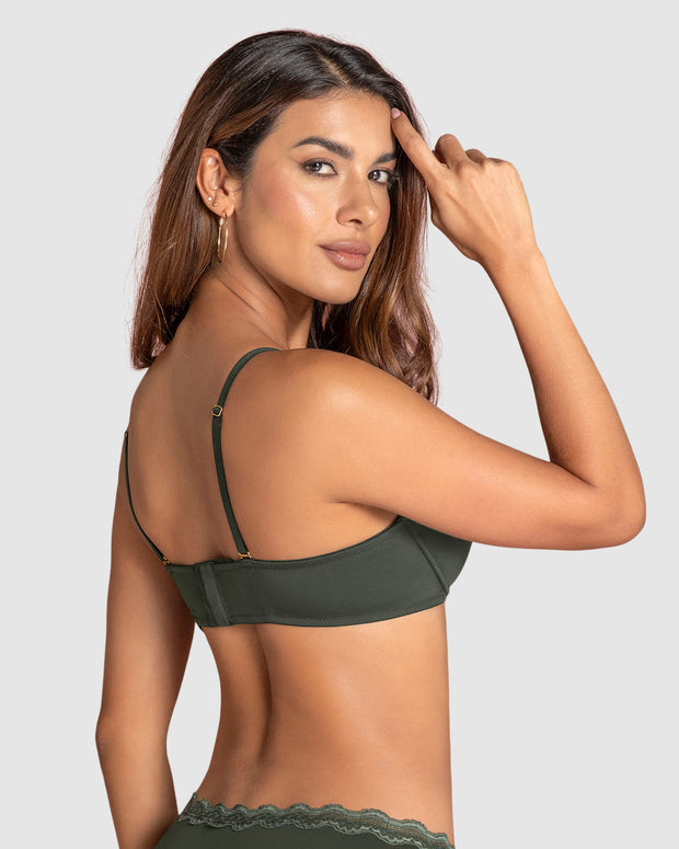 Sujetador copa lisa con aros y push up incorporado#color_249-verde-oscuro