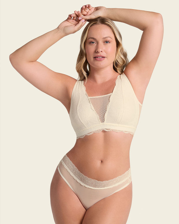 Bralette multiusos sexy siempre en encaje ideal para prótesis de mastectomía#color_253-marfil