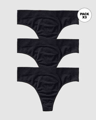 Paquete x 3 tangas tiro alto en tecnología Seamless de tacto ultrasuave#color_700-negro