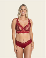 Sujetador tipo bralette en encaje y transparencias#color_a40-rojo