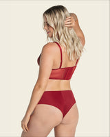 Sujetador tipo bralette en encaje y transparencias#color_a40-rojo