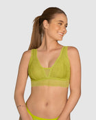 Bralette triangular en tul y encaje elástico en base del pecho