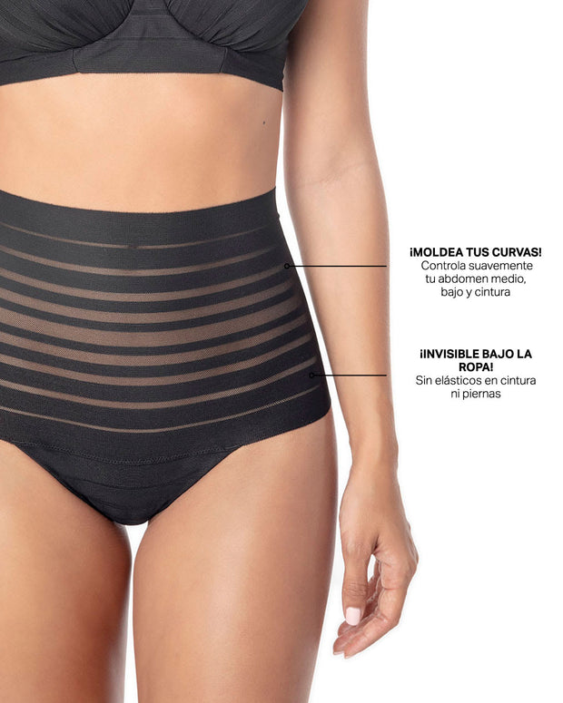 Braga alta de control suave con encaje en bandas#all_variants