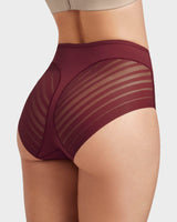 Braga faja clásica con control moderado de abdomen y bandas en tul#color_382-vino