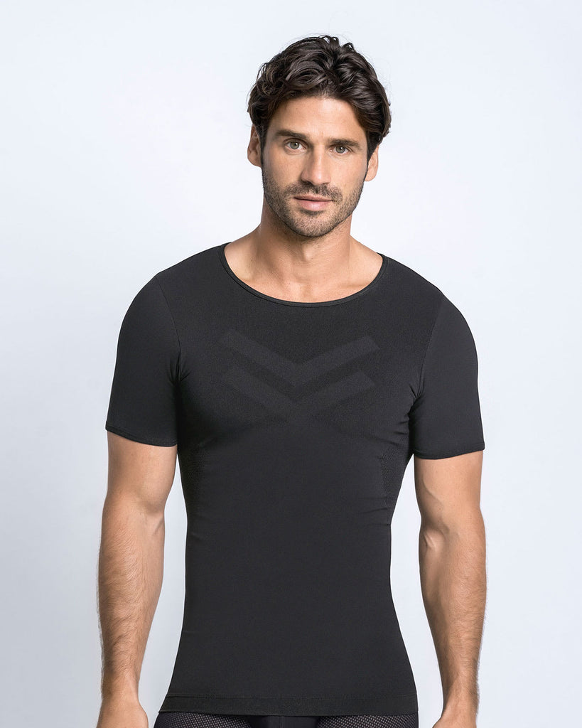 Camiseta de compresión moderada en abdomen y zona lumbar en algodón elástico