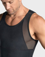 Camiseta sin mangas de compresión fuerte ideal para uso diario en algodón elástico#color_700-negro
