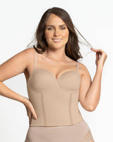 Bustier largo sin tirantes de base ancha con varillas frontales y laterales#color_802-habano-claro