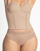Bustier largo sin tirantes de base ancha con varillas frontales y laterales