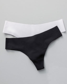 Gustavedesign Women Lingerie 3-Pack Seamless Thongs Underwear Ice Silk  Comfy G-string Panties Low Waist Sexy Bikini Briefs Size L
