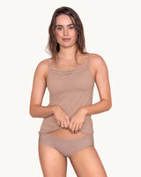 Camiseta multifuncional con buen cubrimiento de pecho ideal para prótesis de mastectomía#color_281-rosa-palido