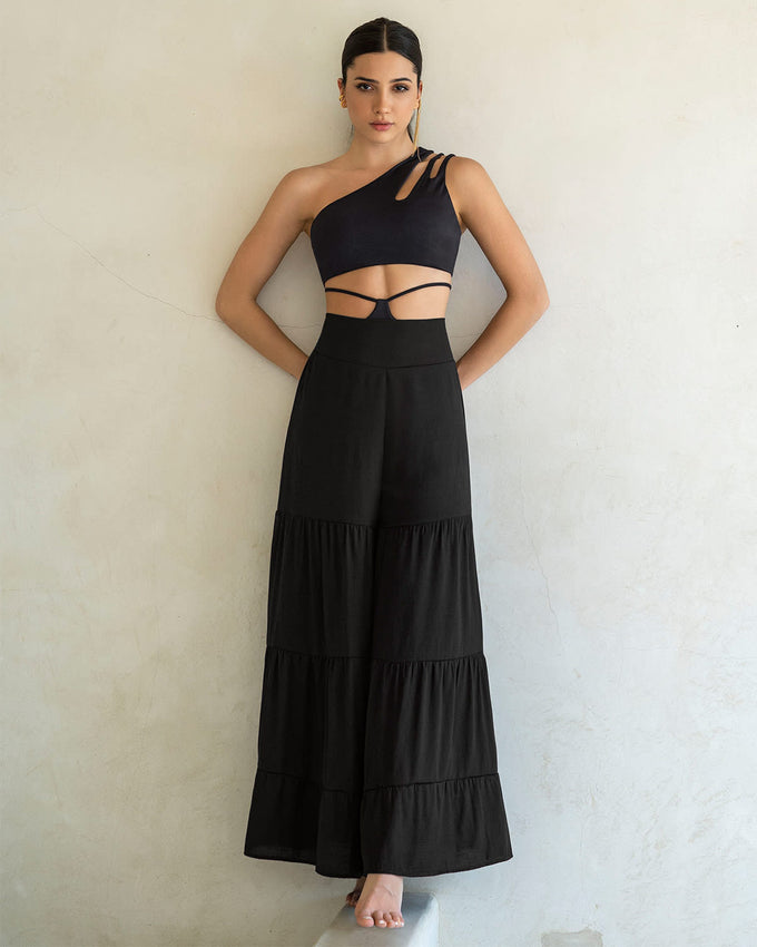 Pantalón playero tiro alto tipo wide leg#color_700-negro