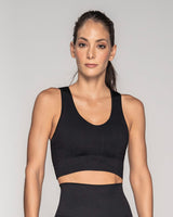 Top deportivo estilo crop top sin costuras acanalado de secado rápido#color_700-negro