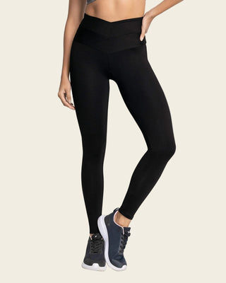 Legging deportivo de control con pretina cruzada en forma de V#color_700-negro