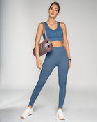 Legging sin costuras fajón doble tela en cintura y tensiones localizadas en piernas