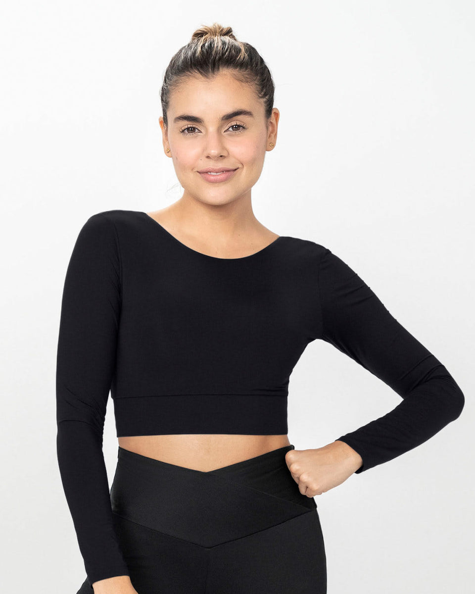 Crop top deportivo manga larga