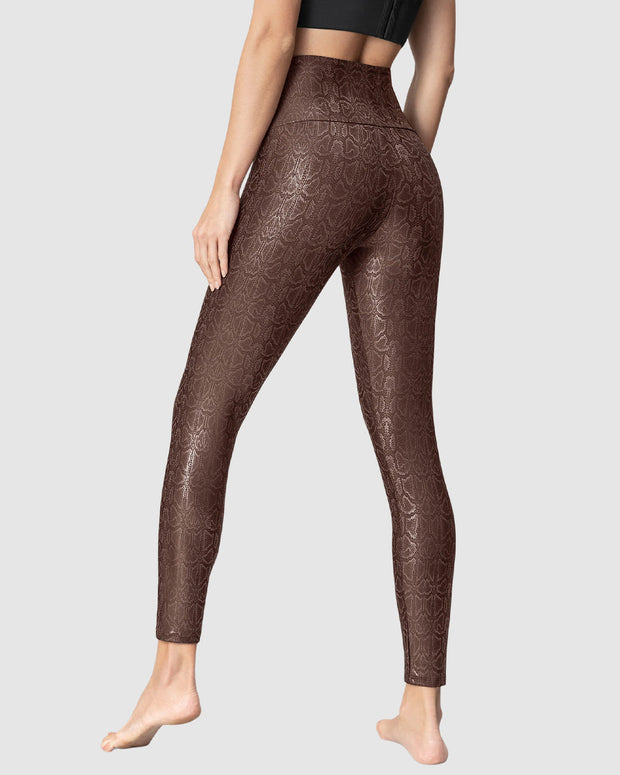 Legging con control de abdomen y acabado brillante#color_087-habano-medio