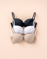 Sujetador de push up medio con copas lisas#color_700-negro