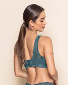 Bralette triangular de encaje en el frente y tela lisa en espalda